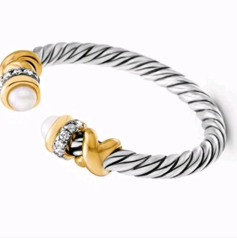 DY elegant simplicity ring pearls silver pave.8.